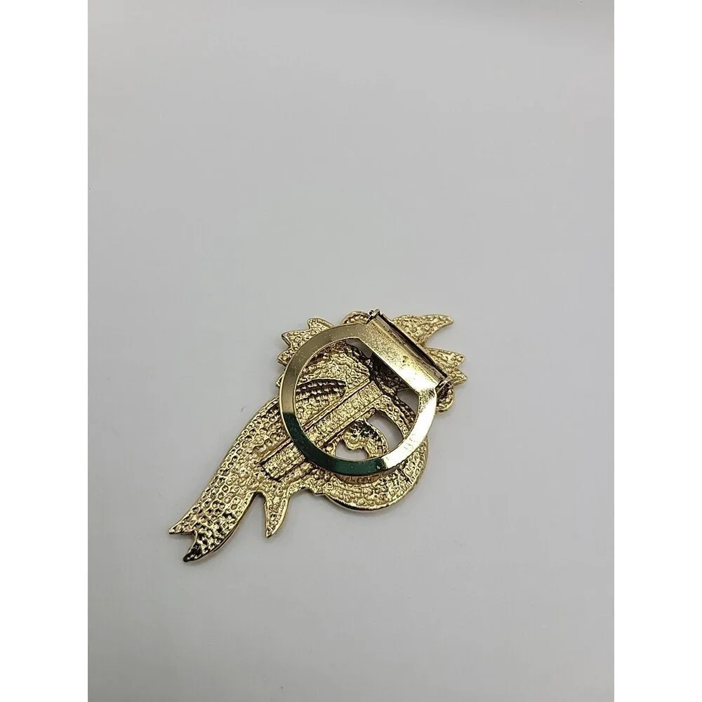 Vintage Gold‎ Tone Abtract Swirl Fur Clip Mid Century Costume Jewelry
